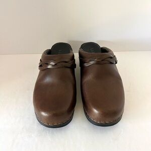 L.L. Bean Clog Shoe Mule Braided Leather Fall Cabincore Brown Size 39 US 7.5